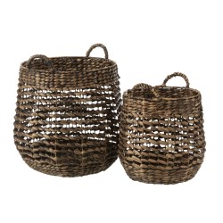 Set de 2 paniers en bois marron 42x42x46 cm