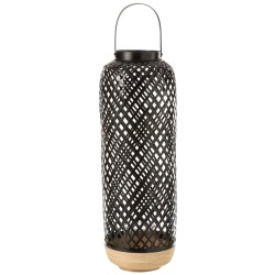 Farol cilíndrico negro de madera 20x20x60 cm