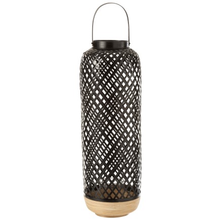 Farol cilíndrico negro de madera 20x20x60 cm