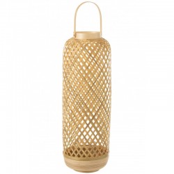 Lanterne en bambou beige avec socle