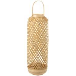 Lanterne cylindrique en bois naturel 20x20x60 cm