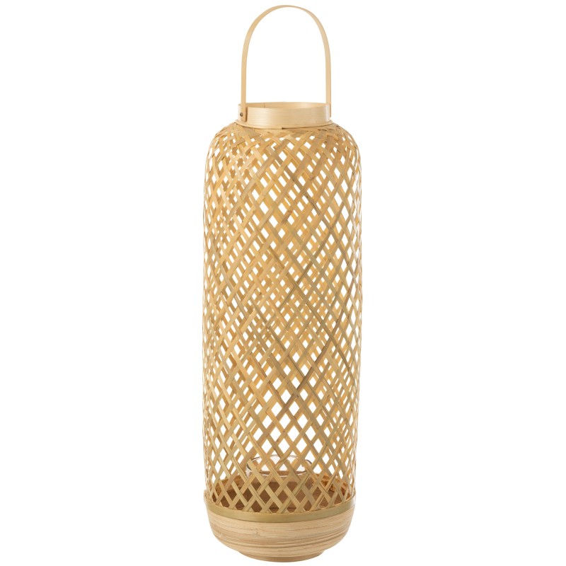 Lanterne cylindrique en bois naturel 20x20x60 cm