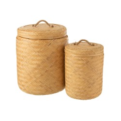 Set de 2 paniers en bois naturel 45x45x66 cm