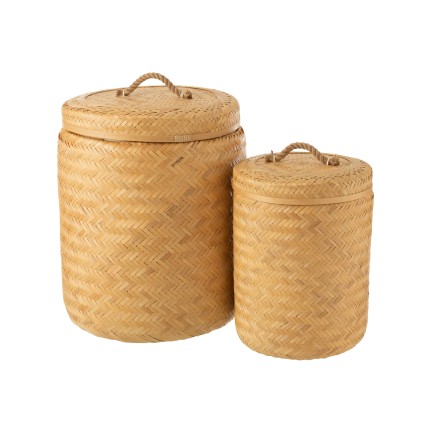 Set de 2 paniers en bois naturel 45x45x66 cm