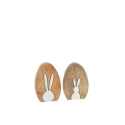 Conjunto de 2 conejos de madera blanca de 9x2.5x13 cm