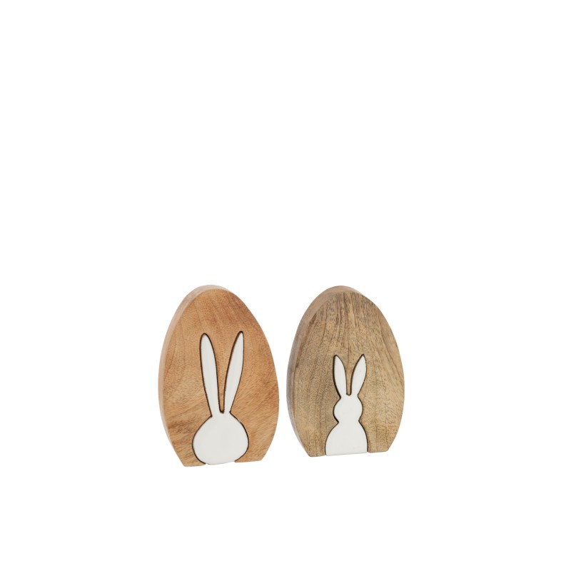 Conjunto de 2 conejos de madera blanca de 9x2.5x13 cm Conjunto de 2 conejos de madera blanca de 9x2.5x13 cm