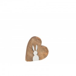Puzzle de corazón de conejo de madera blanca de 13x3x13 cm