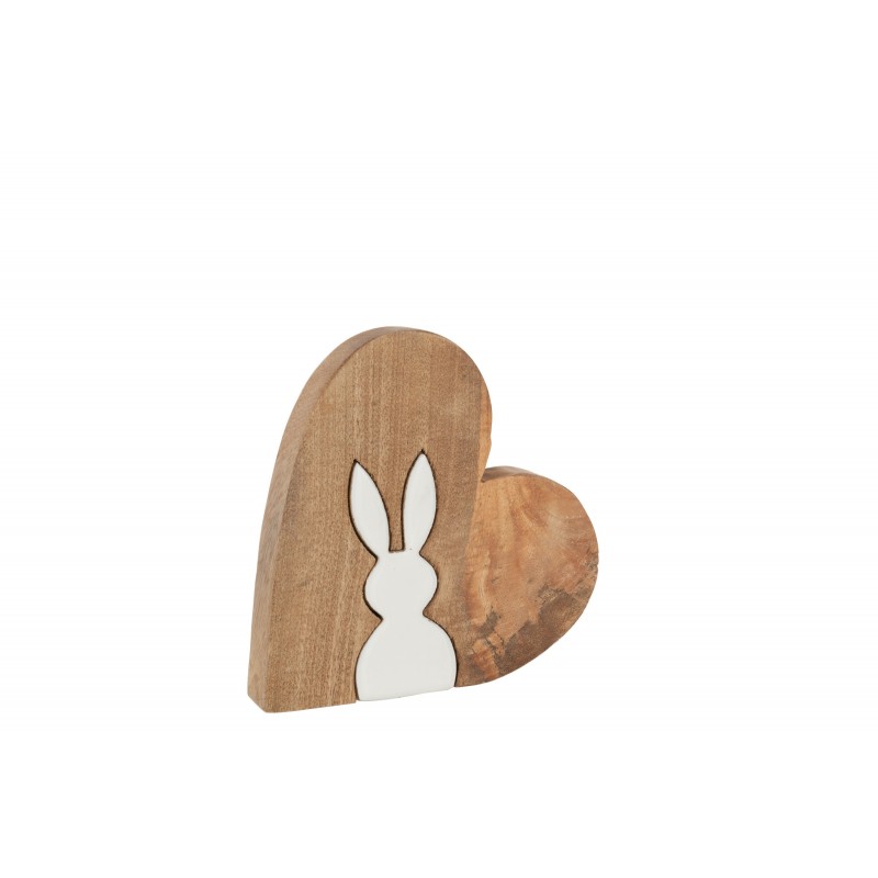 Puzzle de corazón de conejo de madera blanca de 17x2.5x18 cm