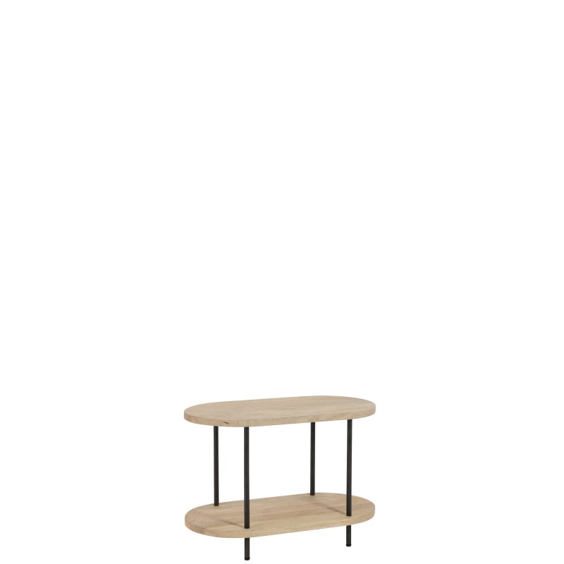 TABLE D'APPOINT ELI 2 ETAGES BOIS DE MANGUIER/FER NATUREL/GRIS