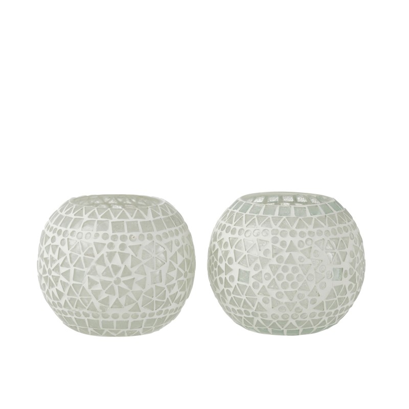 Set de 2 photophores en verre blanc 11x11x9 cm Set de 2 photophores en verre blanc 11x11x9 cm