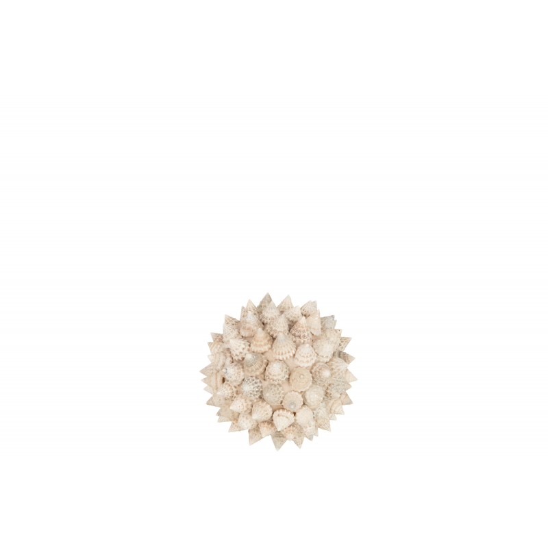 Boule en coquillages en Pierre blanc 9x9x9 cm