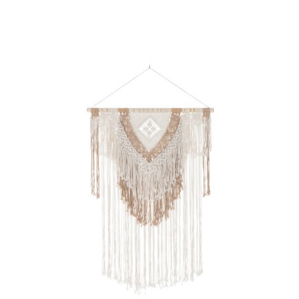 DECORATION MURALE MACRAME GRAND COTON BLANC/MARRON