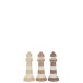 Set de 3 phares en bois marron 9.5x9.5x25 cm Set de 3 phares en bois marron 9.5x9.5x25 cm