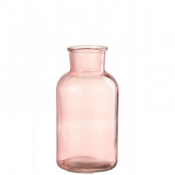 Vase bouteille en verre rose 10x10x20cm