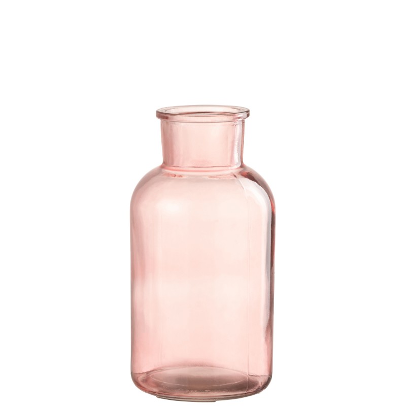 Vase bouteille en verre rose 10x10x20cm