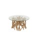 Table de salon verre en bois naturel 80x80x41.5 cm Table de salon verre en bois naturel 80x80x41.5 cm