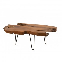 Table de salon pied métal en bois marron 107.5x59.5x40 cm