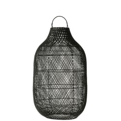Lanterne cylindrique large en rotin noir