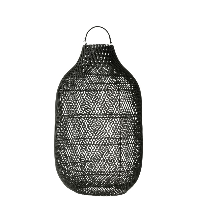 Lanterne cylindrique en bois noir 40x40x70 cm