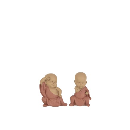 Set de 2 monjes de resina Burdeos 8x8x11 cm
