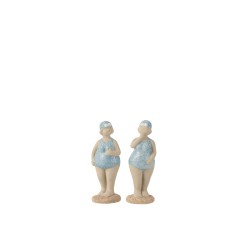 Conjunto de 2 bañistas de cerámica azul de 11x4.5x14.5 cm