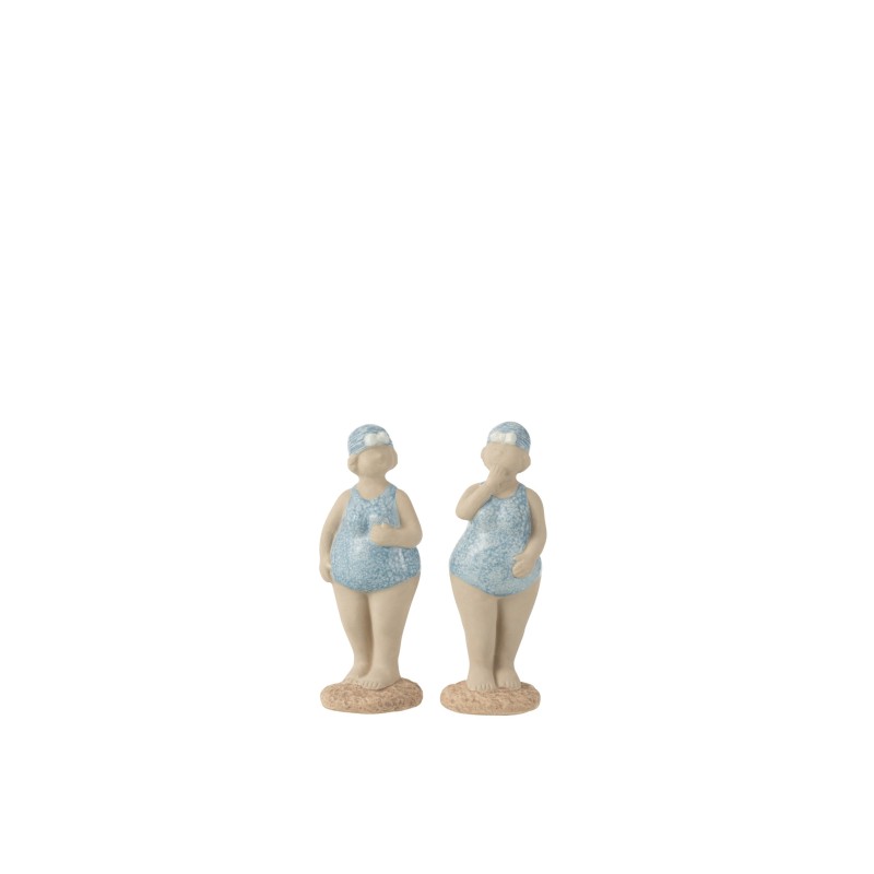 Set de 2 baigneuses en céramique bleu 11x4.5x14.5 cm Set de 2 baigneuses en céramique bleu 11x4.5x14.5 cm