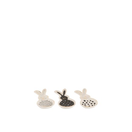 Set de 3 Plats en forme de lapin en céramique blanc - or 7x2x13.5 cm