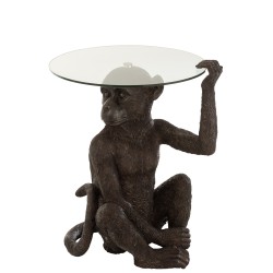 Table pied singe en résine marron 52x48x62 cm