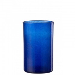 Vaso de vidrio azul 8x8x13 cm