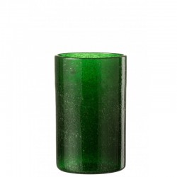 Vaso de vidrio verde 8x8x13 cm