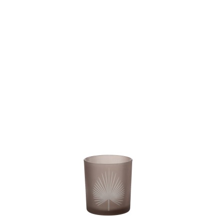 Photophore à motifs en verre marron 7.5x7.5x8 cm