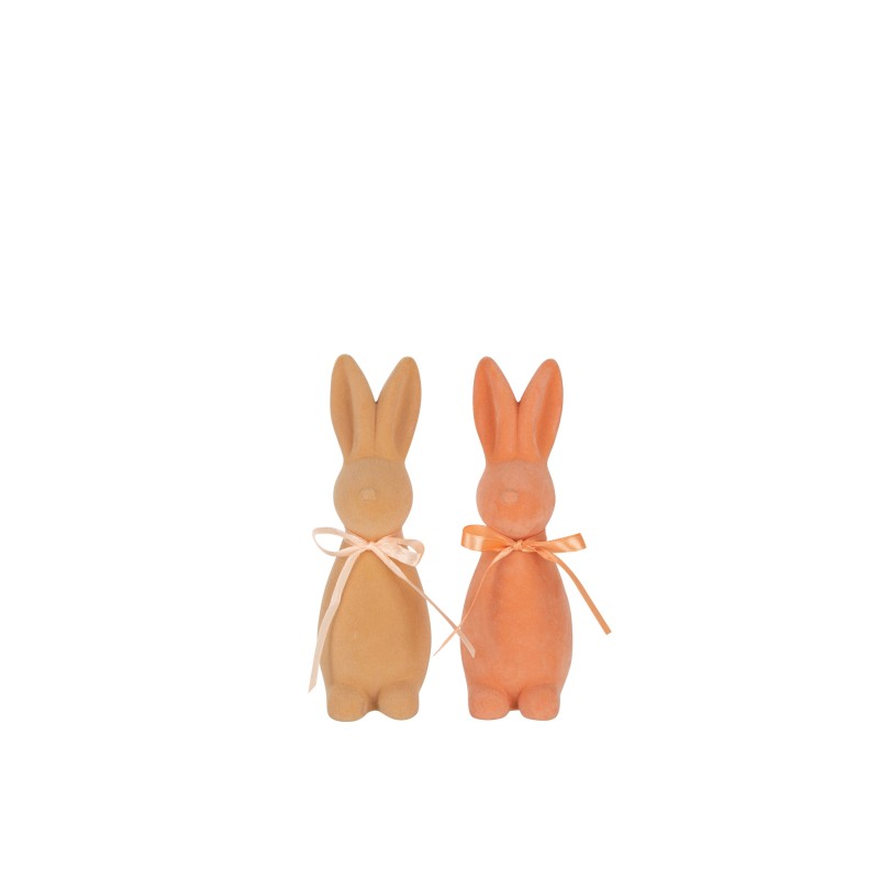 Set de 2 lapins en céramique orange 7x6.5x16 cm Set de 2 lapins en céramique orange 7x6.5x16 cm