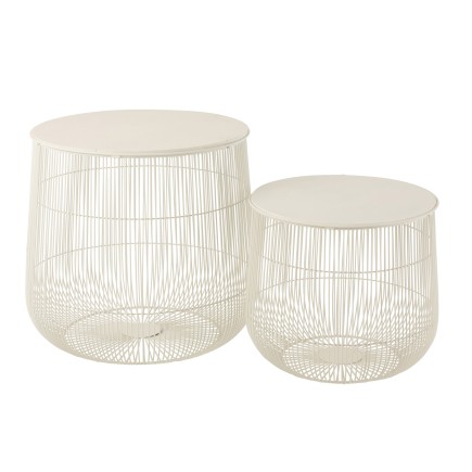 SET DE 2 TABLE GIGOGNE METAL MAT BLANC