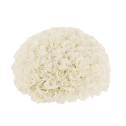 Boule de fleurs 1/2 rose en plastique blanc 56x56x41 cm