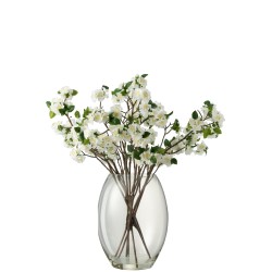 FLORAISON EN VASE PLASTIQUE VERRE BLANC XL