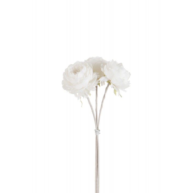 Bouquet de peony 3 pièces en textile blanc 54.5x9.5x7.5 cm