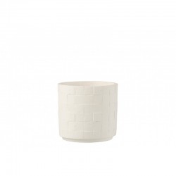 Cachepot rond avec céramique en carré blanc