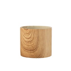 Cachepot en ciment beige avec motif de rainures bois