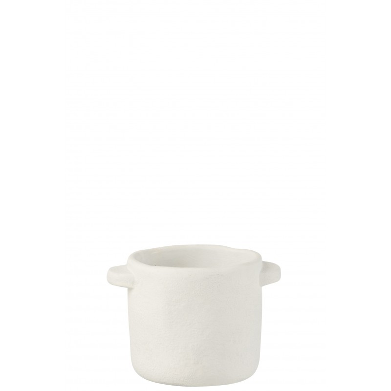 Maceta de cerámica blanca de 18.5x14x12 cm