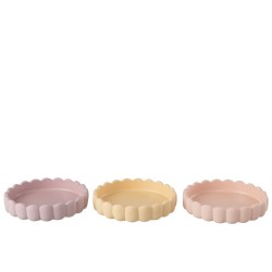 SOUCOUPE BOUDOIR CIMENT JAUNE ORANGE VIOLET ASSORTIMENT DE 3