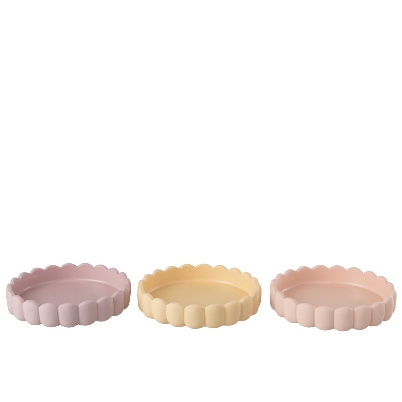 SOUCOUPE BOUDOIR CIMENT JAUNE ORANGE VIOLET ASSORTIMENT DE 3