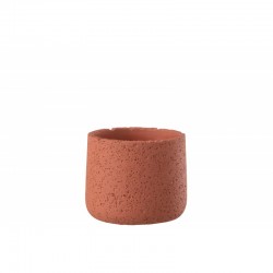 Cachepot en ciment poreux de couleur brique