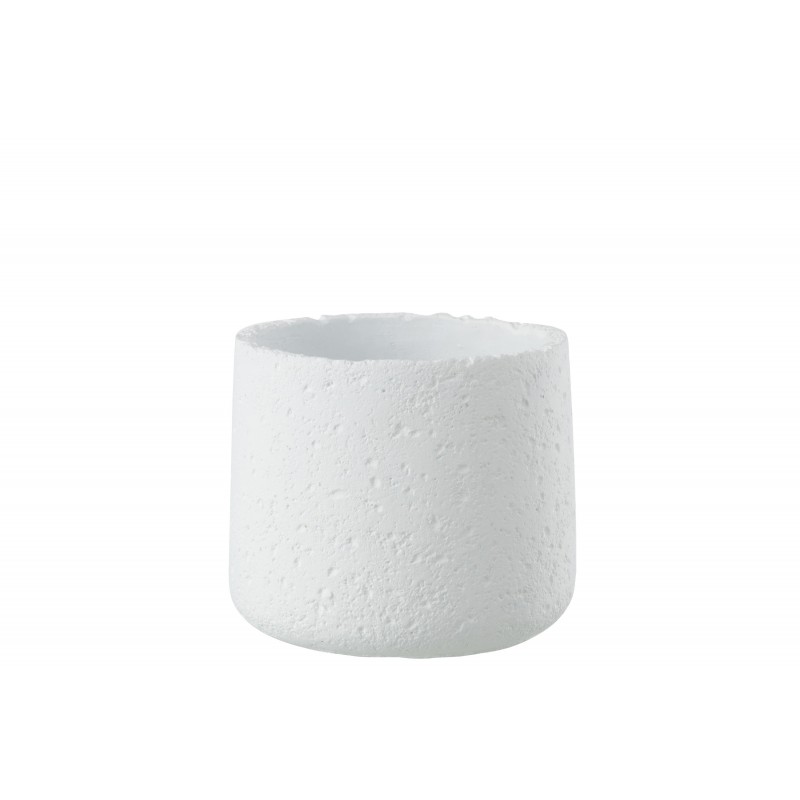 Cachepot en ciment poreux de couleur blanc
