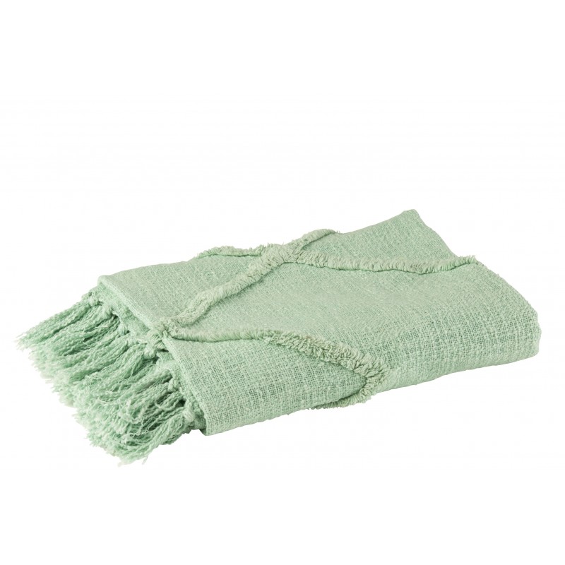 Plaid avec losange en coton polyester vert clair 130x170cm