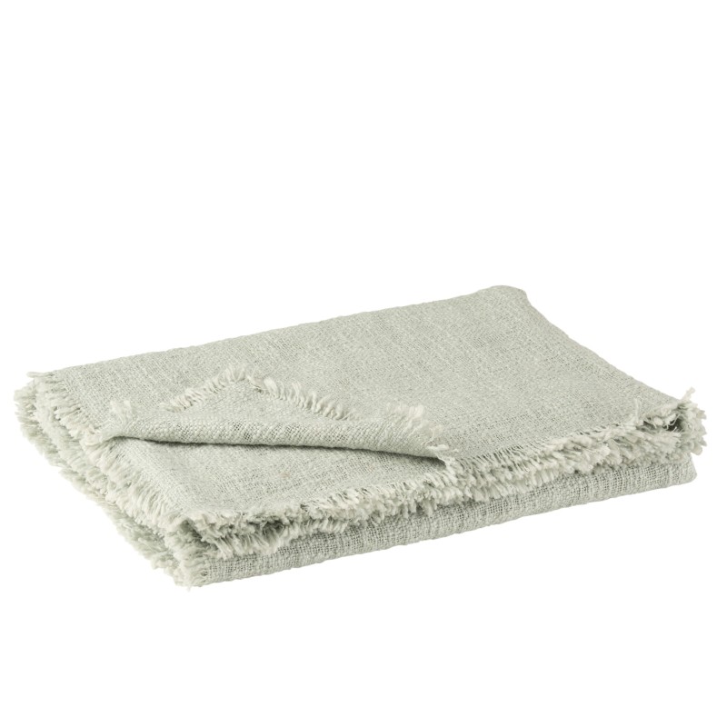 Plaid avec franges en coton polyester vert 130x170cm Plaid avec franges en coton polyester vert 130x170cm