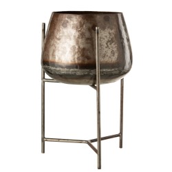 SUPPORT CACHEPOT + PIED METAL MARRON ROUILLE LARGE