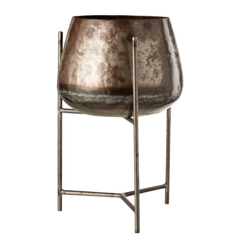 SUPPORT CACHE-POT + PIED METAL MARRON ROUILLE LARGE SUPPORT CACHE-POT + PIED METAL MARRON ROUILLE LARGE