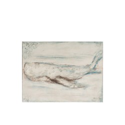TABLEAU BALEINE CANEVAS/BOIS BLEU/BLANC
