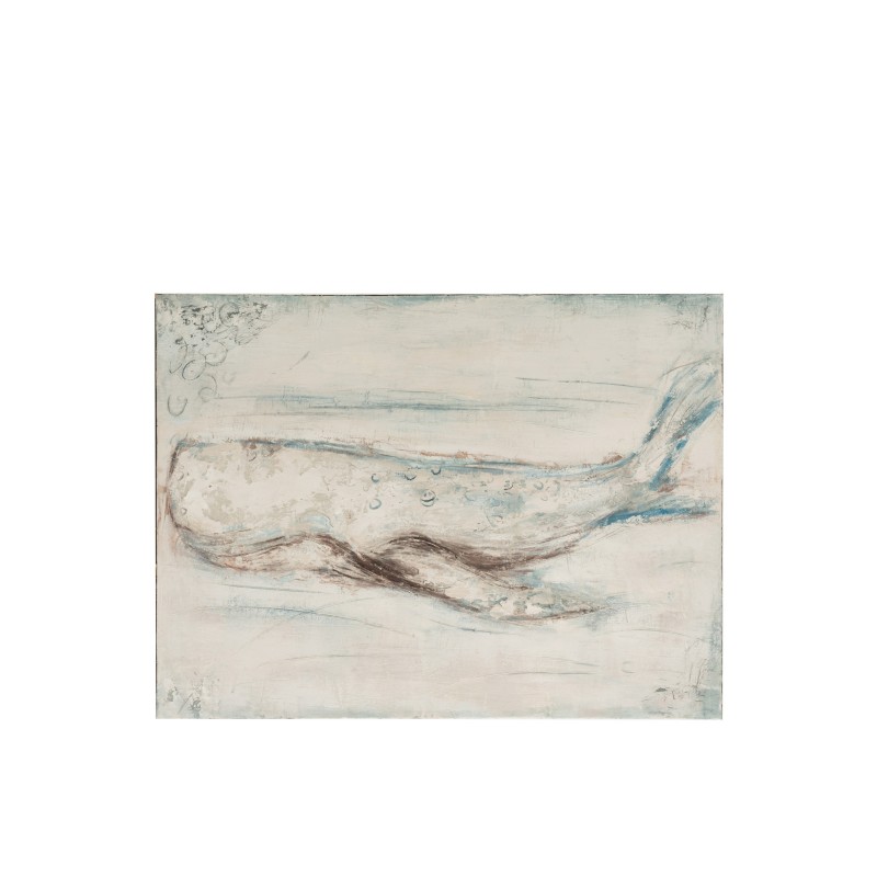 TABLEAU BALEINE CANEVAS/BOIS BLEU/BLANC