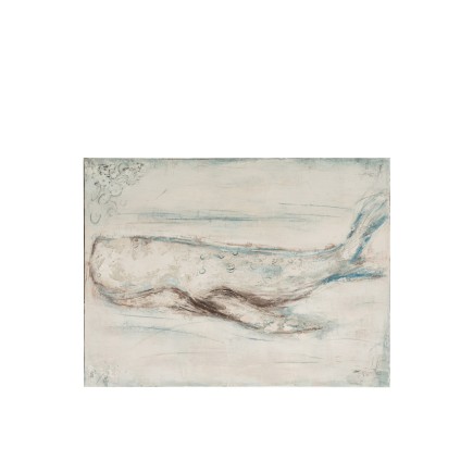 TABLEAU BALEINE CANEVAS/BOIS BLEU/BLANC
